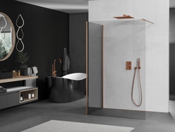 Mexen Kioto душ-преграда Walk-in 130 x 90 cm, прозрачен, матиран мед - 800-130-212-65-00-090