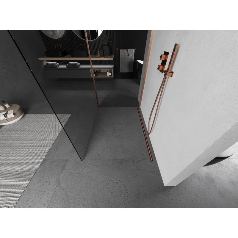 Mexen Kioto душ-преграда Walk-in 130 x 90 cm, прозрачен, матиран мед - 800-130-212-65-00-090
