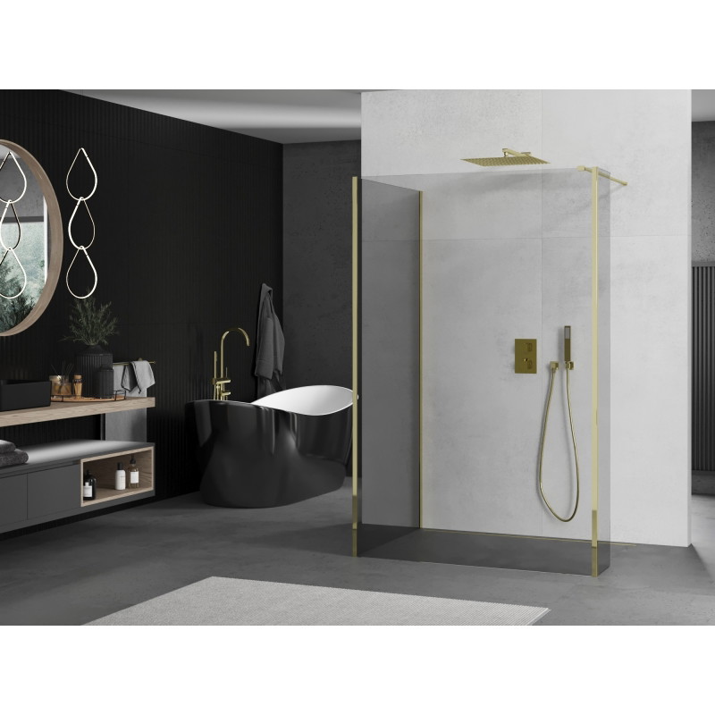 Mexen Kioto душ кабина Walk-in 100 x 70 x 30 cm, прозрачна, златна - 800-100-070-221-50-00-030