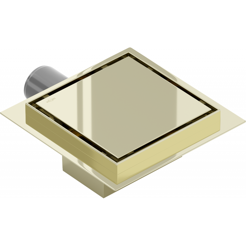 Mexen Flat-Q M13 квадратен подов сифон 12 x 12 см, златен - 1510012