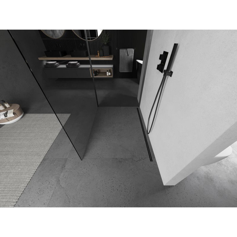 Mexen Kioto стена за душ Walk-in 120 x 75 см, прозрачна, четка с цвят gun gray - 800-120-212-66-00-075