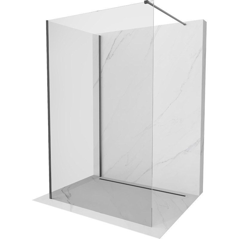 Mexen Kioto стъклена стена за душ Walk-in 130 x 120 cm, прозрачен, четкано тъмно сиво