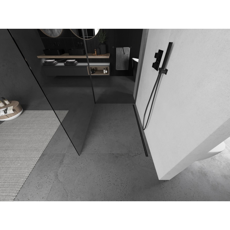 Mexen Kioto стъклена стена за душ Walk-in 130 x 120 cm, прозрачен, четкано тъмно сиво