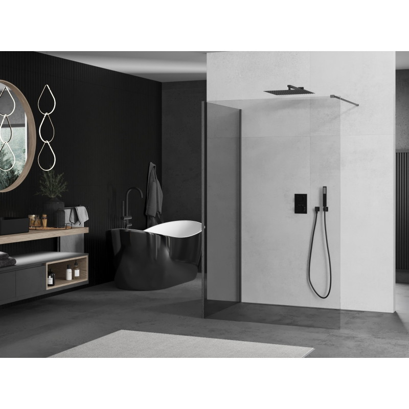 Mexen Kioto стъклена стена за душ Walk-in 130 x 120 cm, прозрачен, четкано тъмно сиво