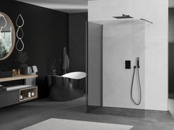 Mexen Kioto стъклена стена за душ Walk-in 130 x 120 cm, прозрачен, четкано тъмно сиво