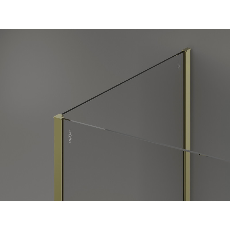 Mexen Kioto душ преграда Walk-in 140 x 90 x 40 см, прозрачен, златен - 800-140-090-221-50-00-040