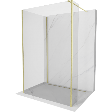 Mexen Киото стена за душ Walk-in 130 x 70 x 30 см, прозрачна, златна четка - 800-130-070-221-55-00-030
