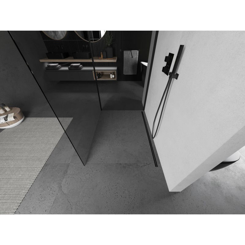 Mexen Kioto Шкаф за душ Walk-in 120 x 70 см, прозрачен, черен - 800-120-212-70-00-070