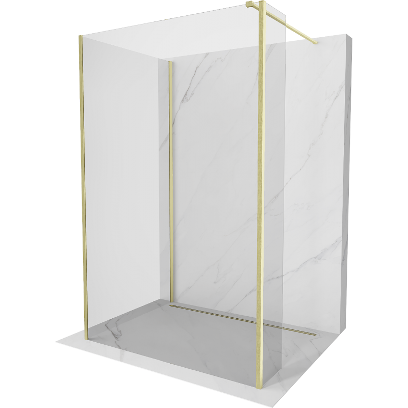 Mexen Kioto стена за душ Walk-in 130 x 110 x 30 см, прозрачна, златна четка - 800-130-110-221-55-00-030