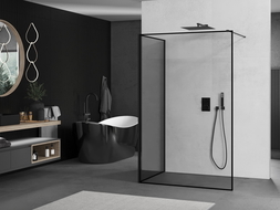 Mexen Kioto стенен душ панел Walk-in 120 x 100 см, черен модел, черен - 800-120-212-70-70-100