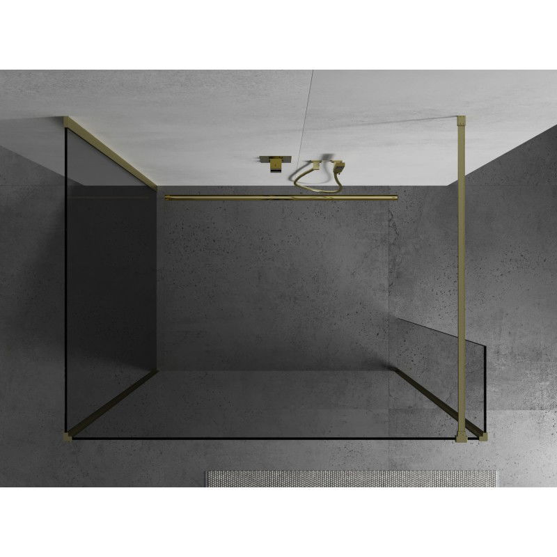 Mexen Kioto душ-кабина Walk-in 130 x 100 x 40 cm, прозрачна, златна четкана - 800-130-100-221-55-00-040