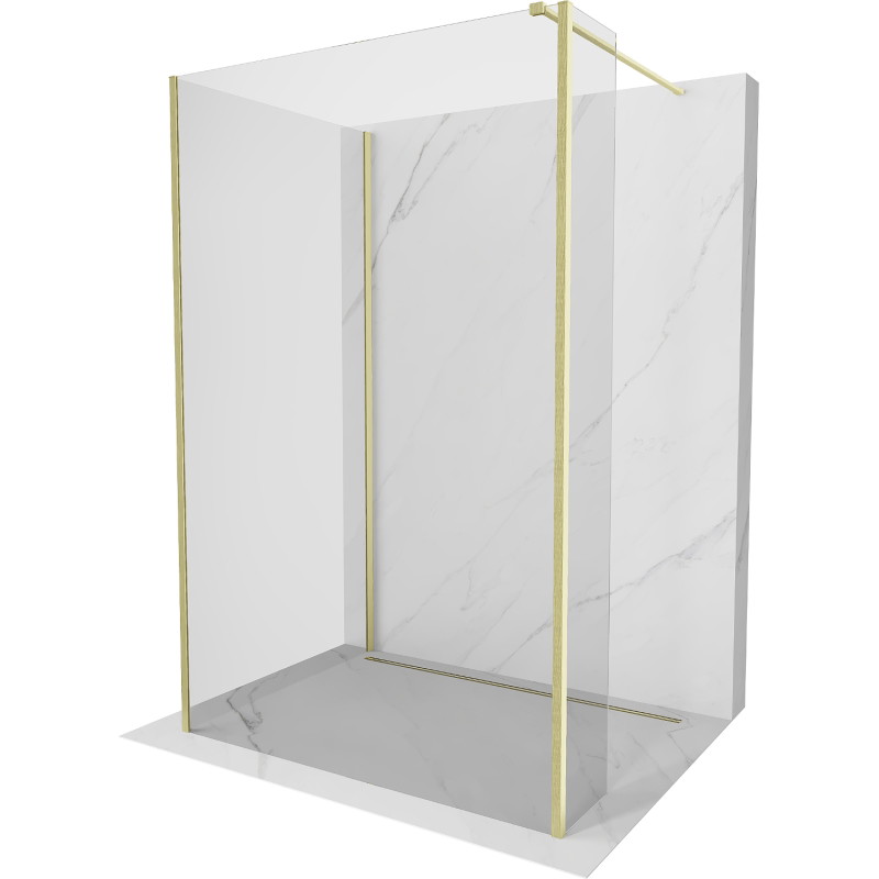 Mexen Kioto душ панел Walk-in 130 x 105 x 40 см, прозрачен, златисто четкан