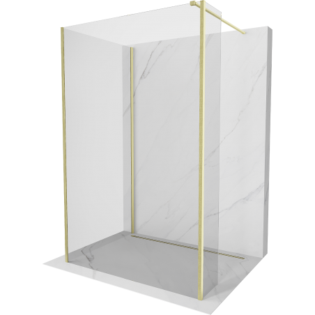 Mexen Kioto душ панел Walk-in 130 x 105 x 40 см, прозрачен, златисто четкан