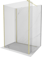 Mexen Kioto душ панел Walk-in 130 x 105 x 40 см, прозрачен, златисто четкан