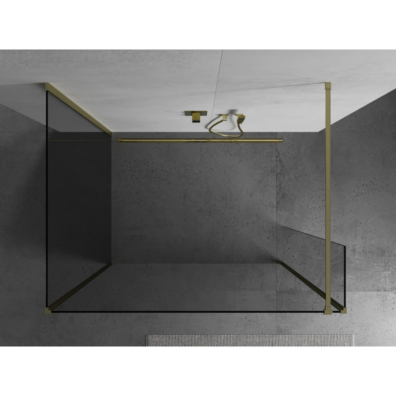 Mexen Kioto душ панел Walk-in 130 x 105 x 40 см, прозрачен, златисто четкан