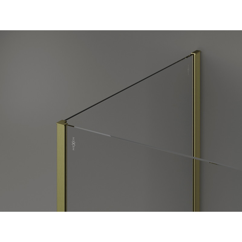 Mexen Kioto душ панел Walk-in 130 x 105 x 40 см, прозрачен, златисто четкан