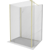 Mexen Kioto стена за душ кабина Walk-in 140 x 115 x 40 см, прозрачна, златисто четкана - 800-140-115-221-55-00-040