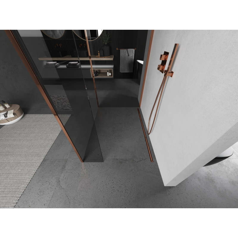 Mexen Kioto душ преграда Walk-in 100 x 95 x 30 см, прозрачен, розово злато