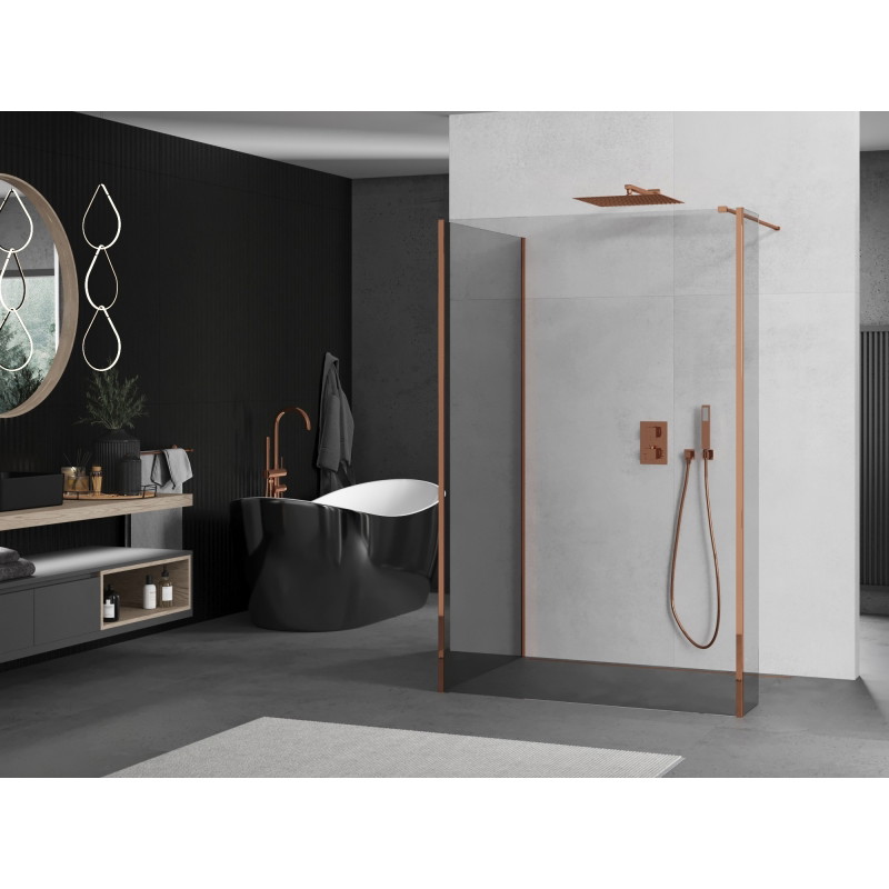 Mexen Kioto душ преграда Walk-in 100 x 95 x 30 см, прозрачен, розово злато