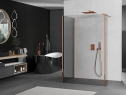 Mexen Kioto душ преграда Walk-in 100 x 95 x 30 см, прозрачен, розово злато