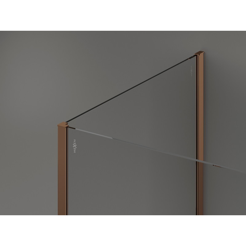 Mexen Kioto душ преграда Walk-in 100 x 95 x 30 см, прозрачен, розово злато