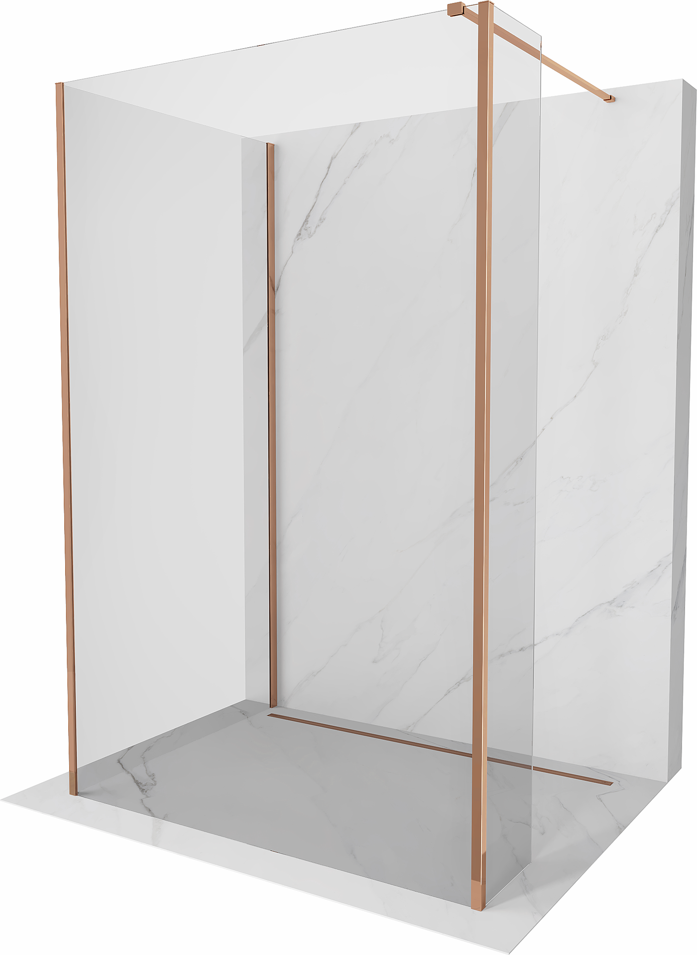 Mexen Kioto стенa душа Walk-in 140 x 110 x 30 см, прозрачна, розово злато - 800-140-110-221-60-00-030