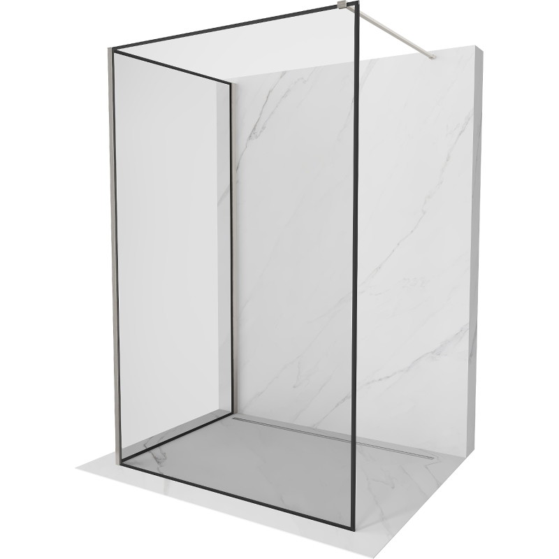 Mexen Kioto Душ стена Walk-in 140 x 110 см, черна рамка, четкан никел - 800-140-212-97-70-110