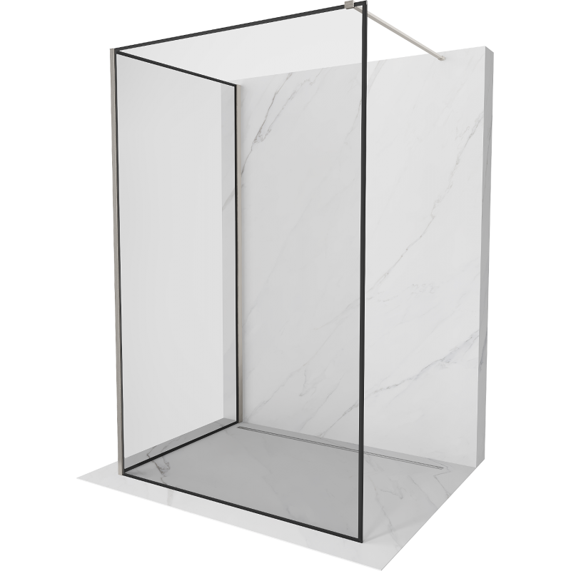 Mexen Kioto стена за душ Walk-in 140 x 110 см, черен модел, четкан никел - 800-140-212-97-70-110