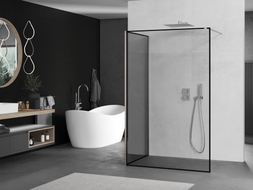 Mexen Kioto Душ стена Walk-in 140 x 110 см, черна рамка, четкан никел - 800-140-212-97-70-110