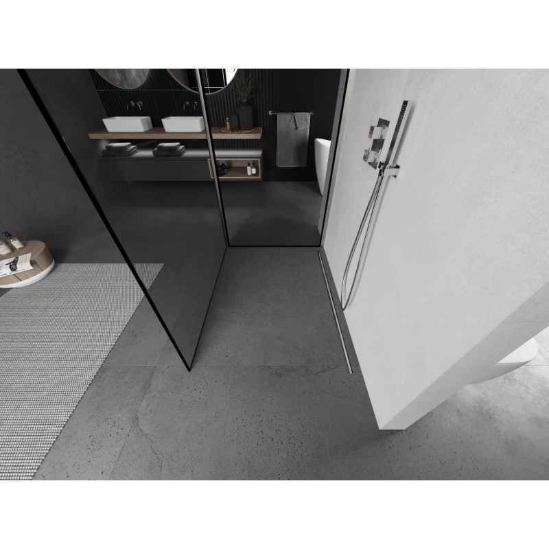 Mexen Kioto Душ стена Walk-in 140 x 110 см, черна рамка, четкан никел - 800-140-212-97-70-110