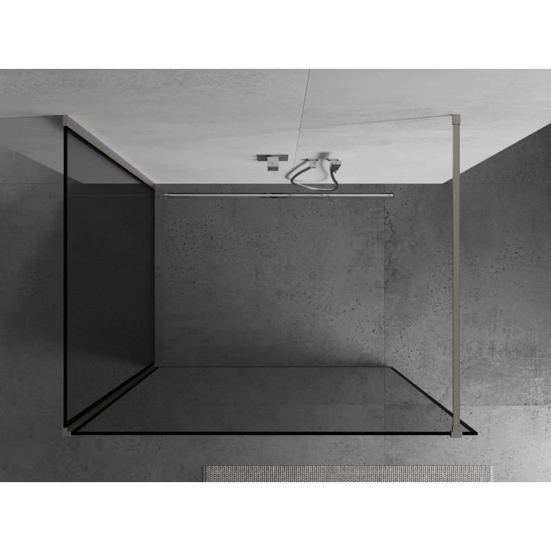 Mexen Kioto Душ стена Walk-in 140 x 110 см, черна рамка, четкан никел - 800-140-212-97-70-110