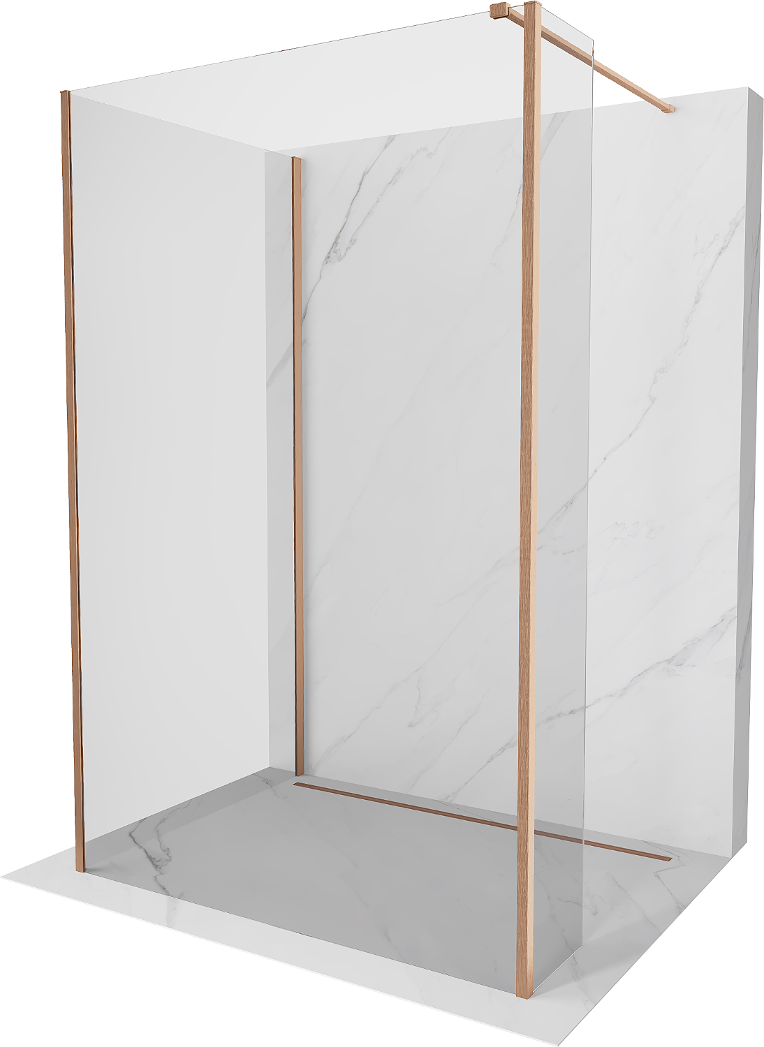 Mexen Kioto стена за душ Walk-in 100 x 90 x 30 cm, прозрачна, четкан мед - 800-100-090-221-65-00-030