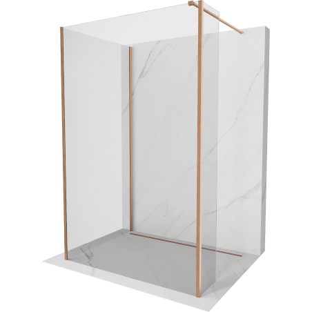 Mexen Kioto стена за душ Walk-in 135 x 90 x 30 см, прозрачен, четкан мед - 800-135-090-221-65-00-030