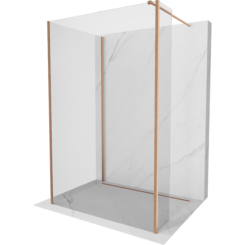 Мексен Киото стена за душ Walk-in 130 x 100 x 30 см, прозрачна, четкана мед - 800-130-100-221-65-00-030