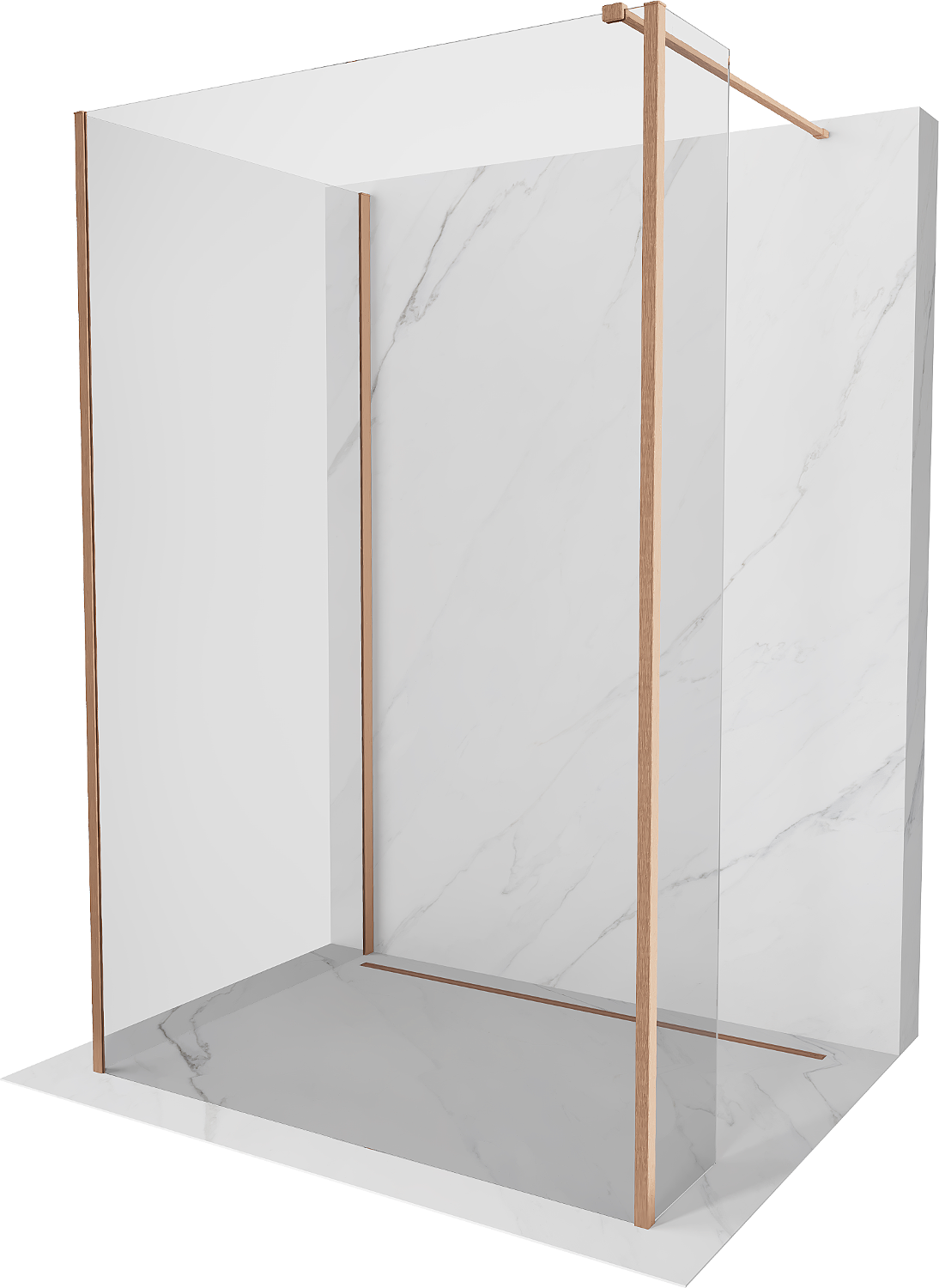 Mexen Kioto стена за душ Walk-in 125 x 95 x 40 см, прозрачна, четкана мед - 800-125-095-221-65-00-040