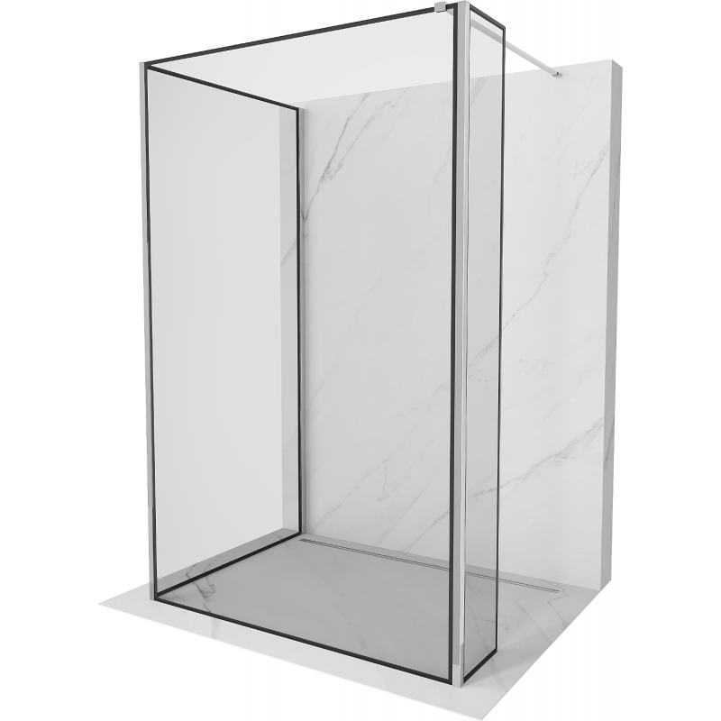 Mexen Kioto Walk-in душ елемент 130 x 100 x 40 см, черен модел, хром - 800-130-100-221-01-70-040