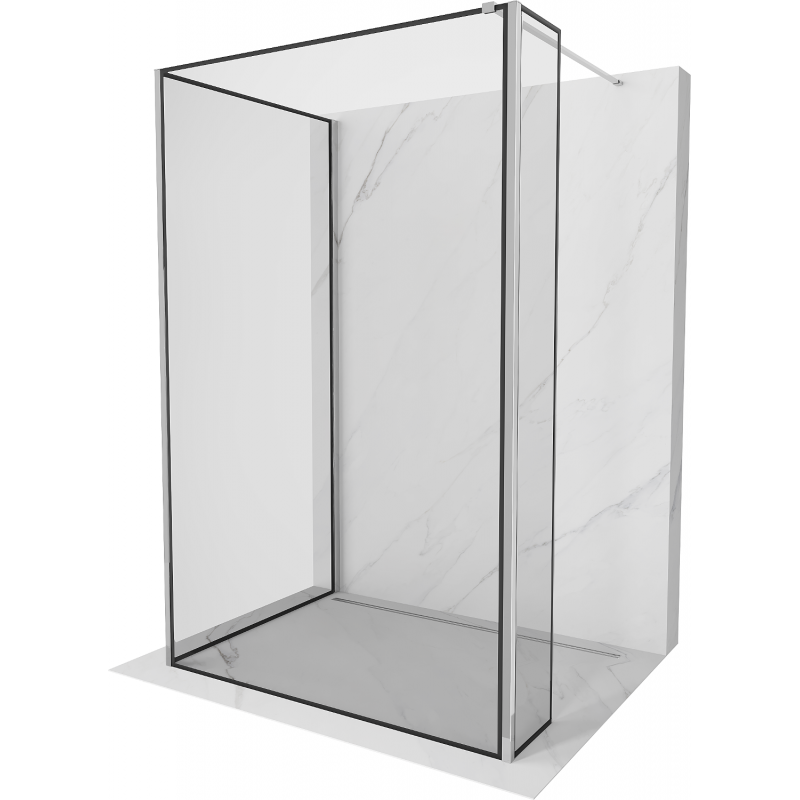 Mexen Kioto стена за душа Walk-in 140 x 100 x 40 см, черен модел, хром - 800-140-100-221-01-70-040