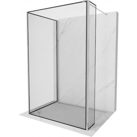 Mexen Kioto стена за душа Walk-in 140 x 100 x 40 см, черен модел, хром - 800-140-100-221-01-70-040