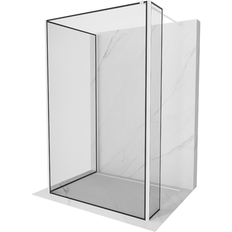 Mexen Kioto стена за душ Walk-in 130 x 120 x 30 см, черен модел, бял - 800-130-120-221-20-70-030