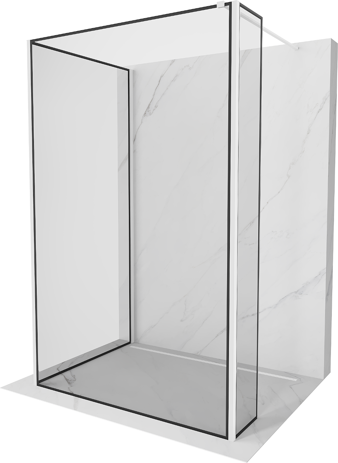 Mexen Kioto стена за душ Walk-in 140 x 120 x 30 см, черен модел, бял - 800-140-120-221-20-70-030