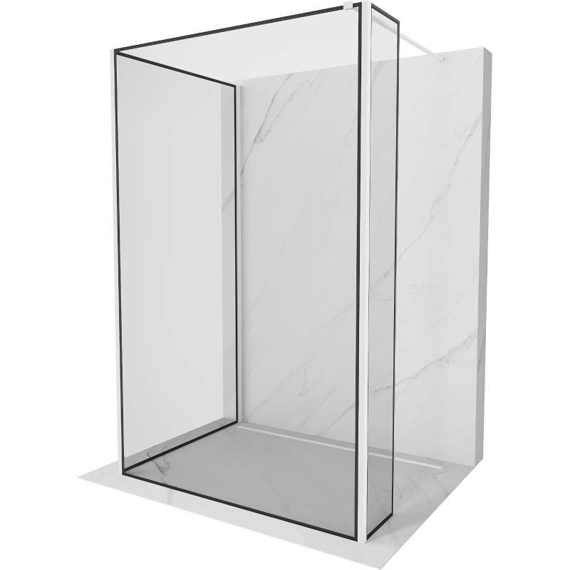 Mexен Киото стена за душ Walk-in 140 x 100 x 40 см, черен модел, бял - 800-140-100-221-20-70-040