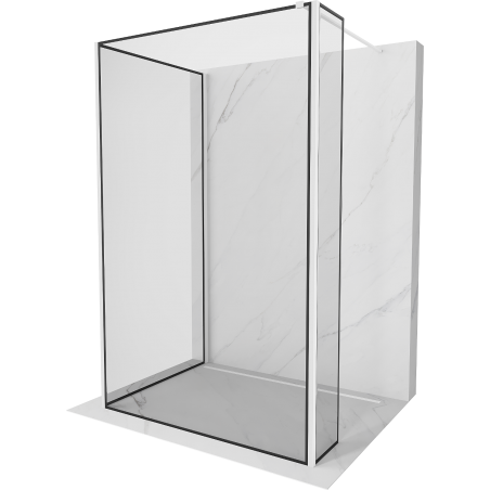 Mexен Киото стена за душ Walk-in 140 x 100 x 40 см, черен модел, бял - 800-140-100-221-20-70-040
