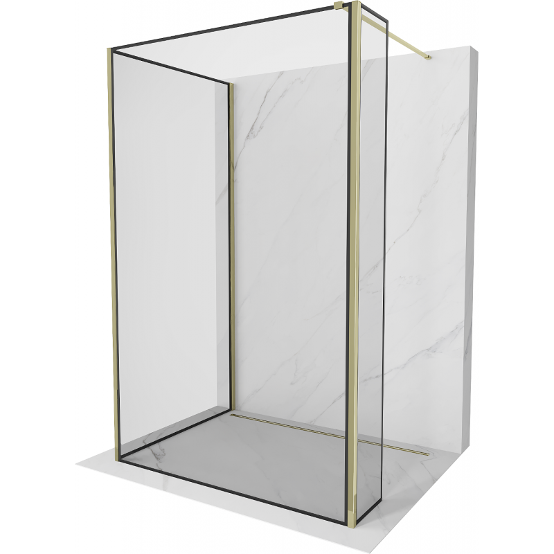 Mexen Kioto стена за душ 130 x 70 x 30 см, черен шаблон, златен - 800-130-070-221-50-70-030