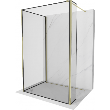 Mexen Kioto стена за душ 130 x 70 x 30 см, черен шаблон, златен - 800-130-070-221-50-70-030