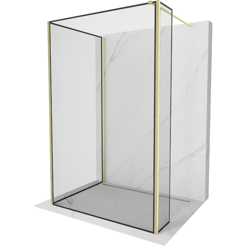Mexen Kioto стъклена преграда Walk-in 100 x 80 x 40 cm, черен мотив, златно матиран - 800-100-080-221-55-70-040