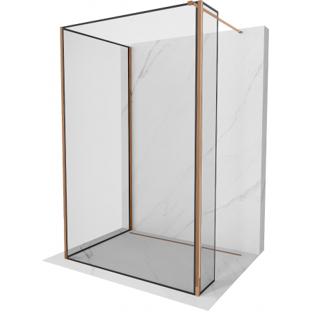 Mexen Kioto стенка за душ Walk-in 110 x 70 x 30 см, черен модел, розово злато - 800-110-070-221-60-70-030