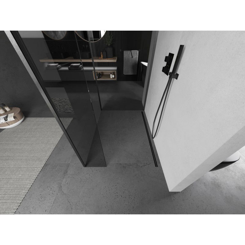 Mexen Kioto душ кабина Walk-in 90 x 75 x 40 cm, прозрачен, сиво матово покритие - 800-090-075-221-66-00-040