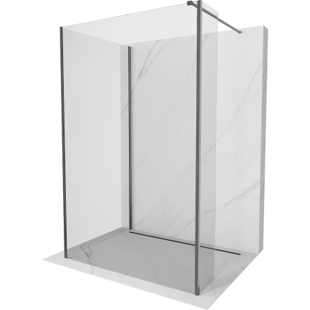 Mexen Kioto стена за душ Walk-in 125 x 80 x 40 см, прозрачна, gun gray матова - 800-125-080-221-66-00-040