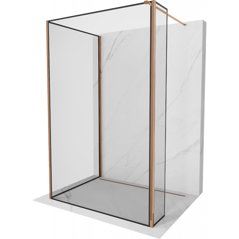 Мексен Киото стена за душ Walk-in 120 x 100 x 40 см, черен модел, розово злато - 800-120-100-221-60-70-040