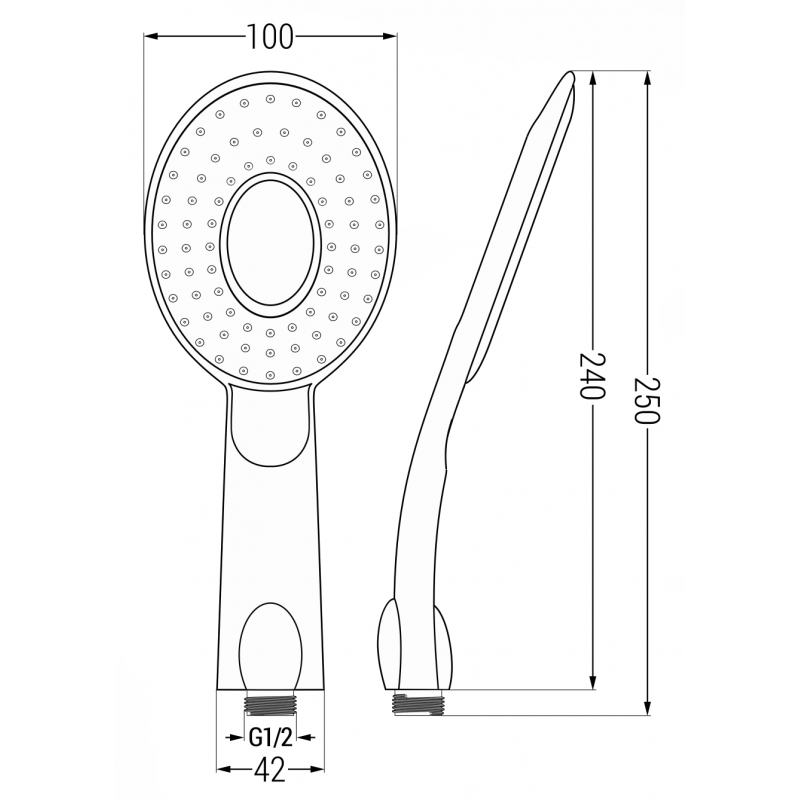 Mexen R-73 ръкохватка за душ 1-функционална, черна - 79573-70
